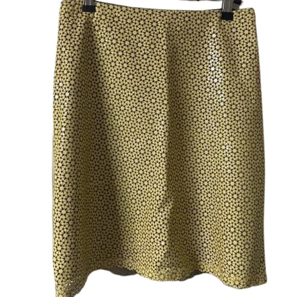 Tory Burch Cream Perforated Floral Leather Skirt With Silk Lining Size 0 - Picture 1 of 7